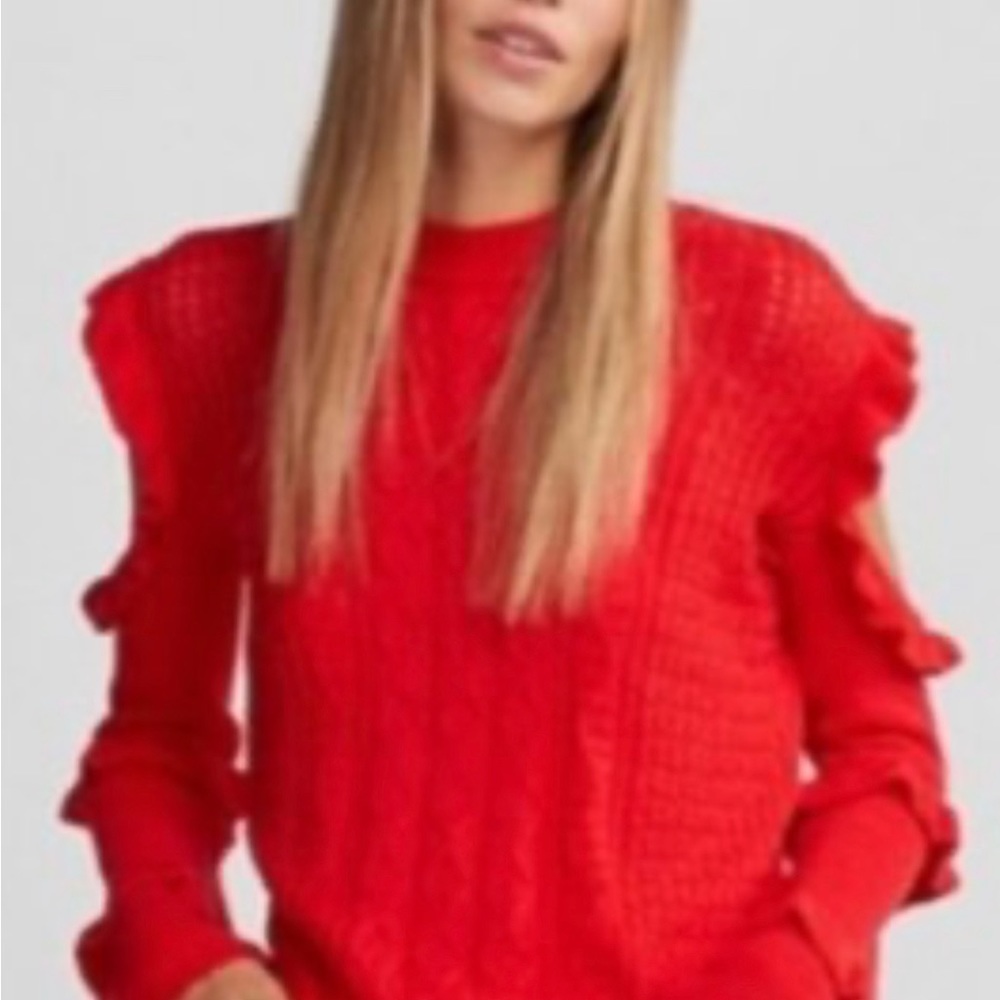 Express Red Cable Knit Sweater - Picture 2 of 4